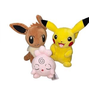 Pokémon stuffy lot igglybuff, pikachu & Eevee EUC
